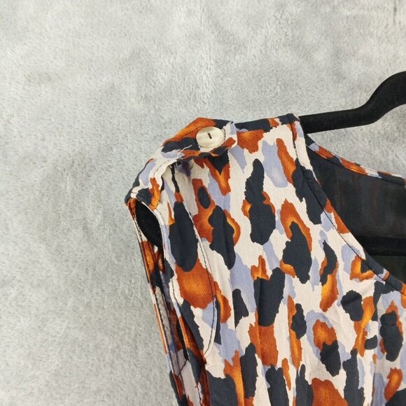 SIMONE D. Short Tank Dress Size M 100% Viscose Multicolor Print w/ Black Lining - Picture 6 of 14